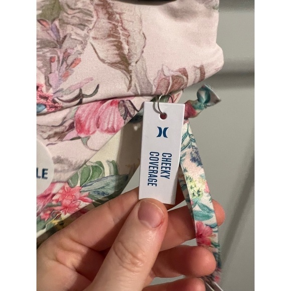 LoveShackFancy X Hurley Hawaiin Hibiscus Cheeky High Waist Bottom Size S&M NWT - Picture 9 of 15